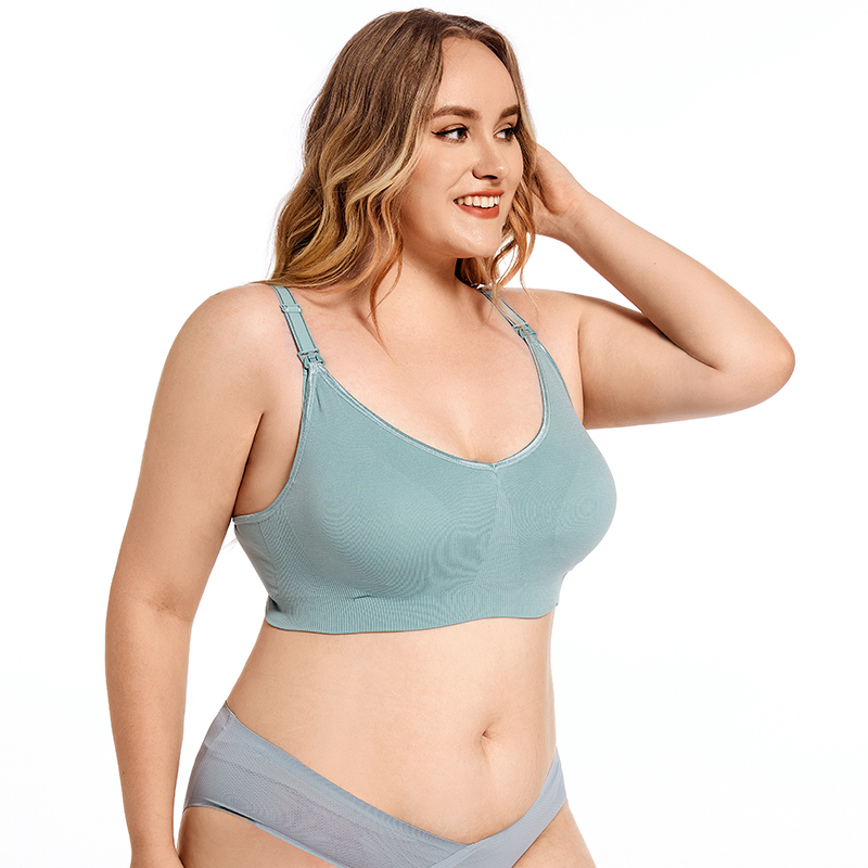 Nursing Bra Clip - Drahtloser Umstands-BH in Übergröße, vorne offen,