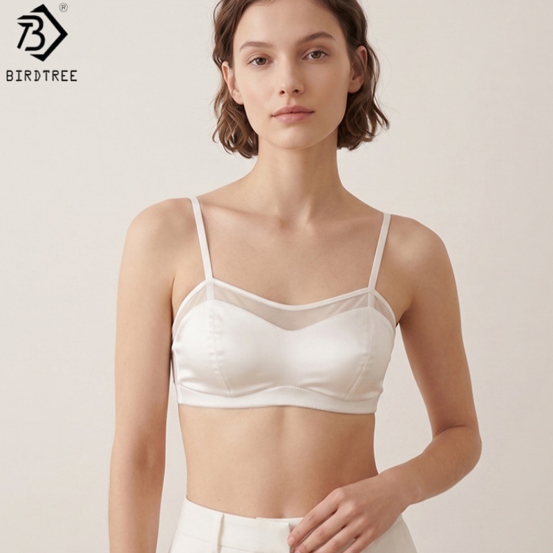Sheer Mesh Bra - Birdtree, 19MM 93% Echte Seide 7%
