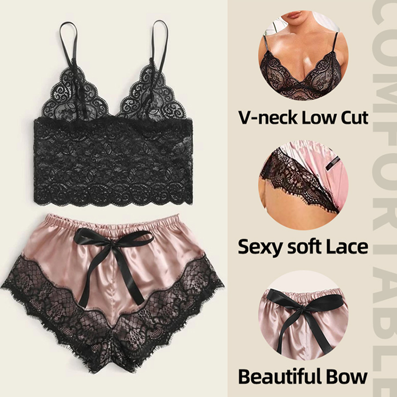 2-teiliges sexy Spitzen-Pyjama – Lace Bralette Set Bewertung und Preis